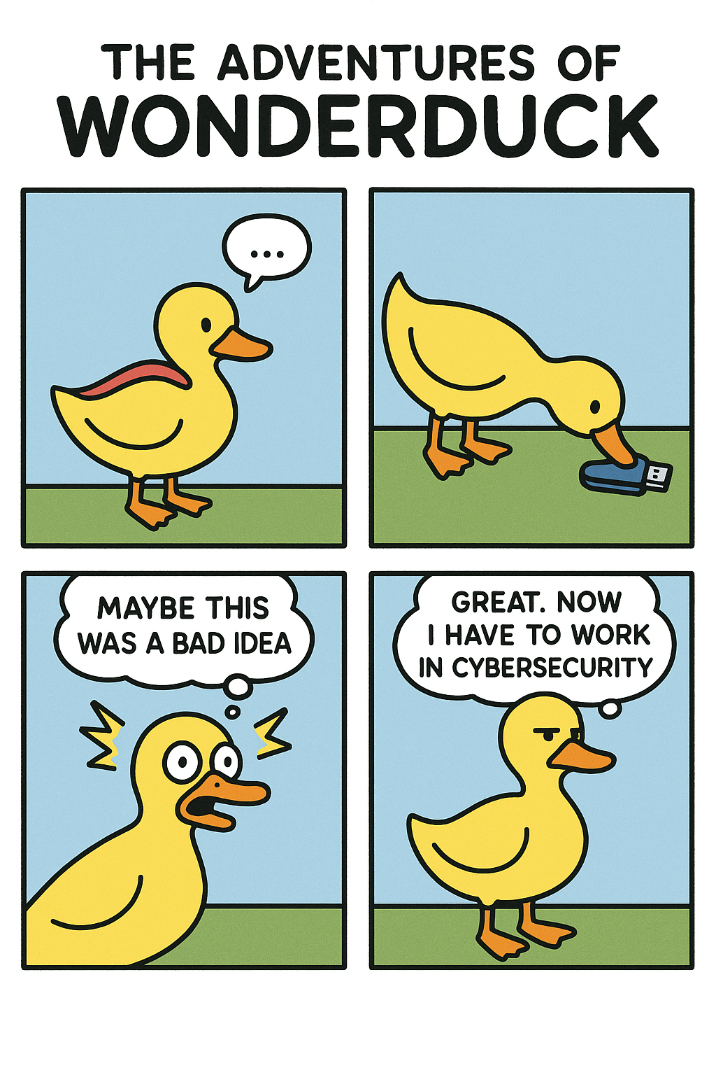 Wonderduck stares at a shiny USB on the ground, then gulps it, then has a mildly glowing aura.